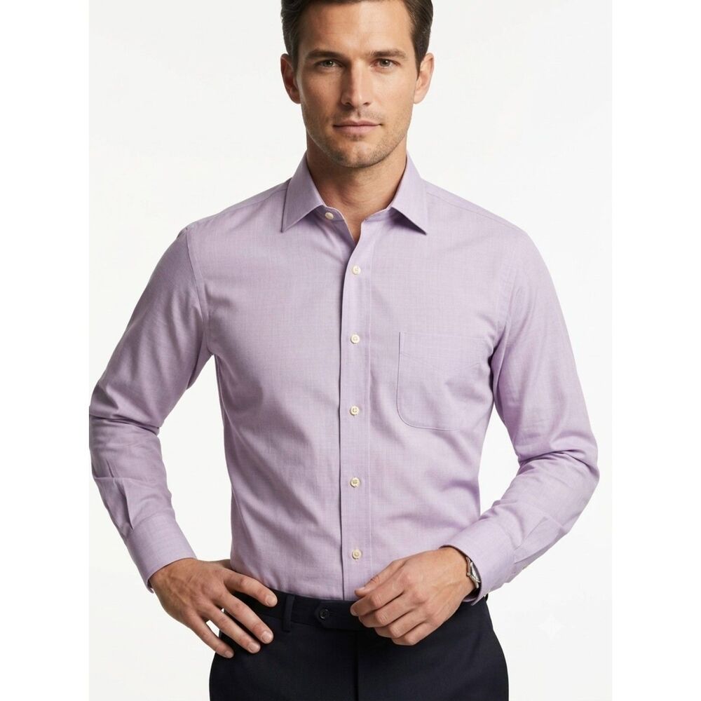 Brooks Brothers Custom Est 1818 Lavender Non-Iron Supima Cotton Dress Shirt